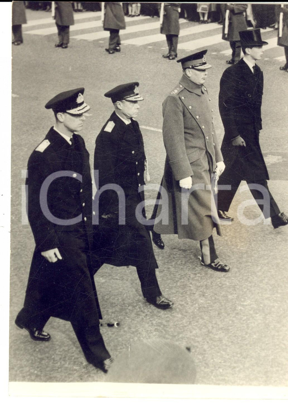 Fotografia d epoca originale 1953 LONDON Obsequies of Queen Mary  The four Royal Dukes Photo 14x18 cm 1