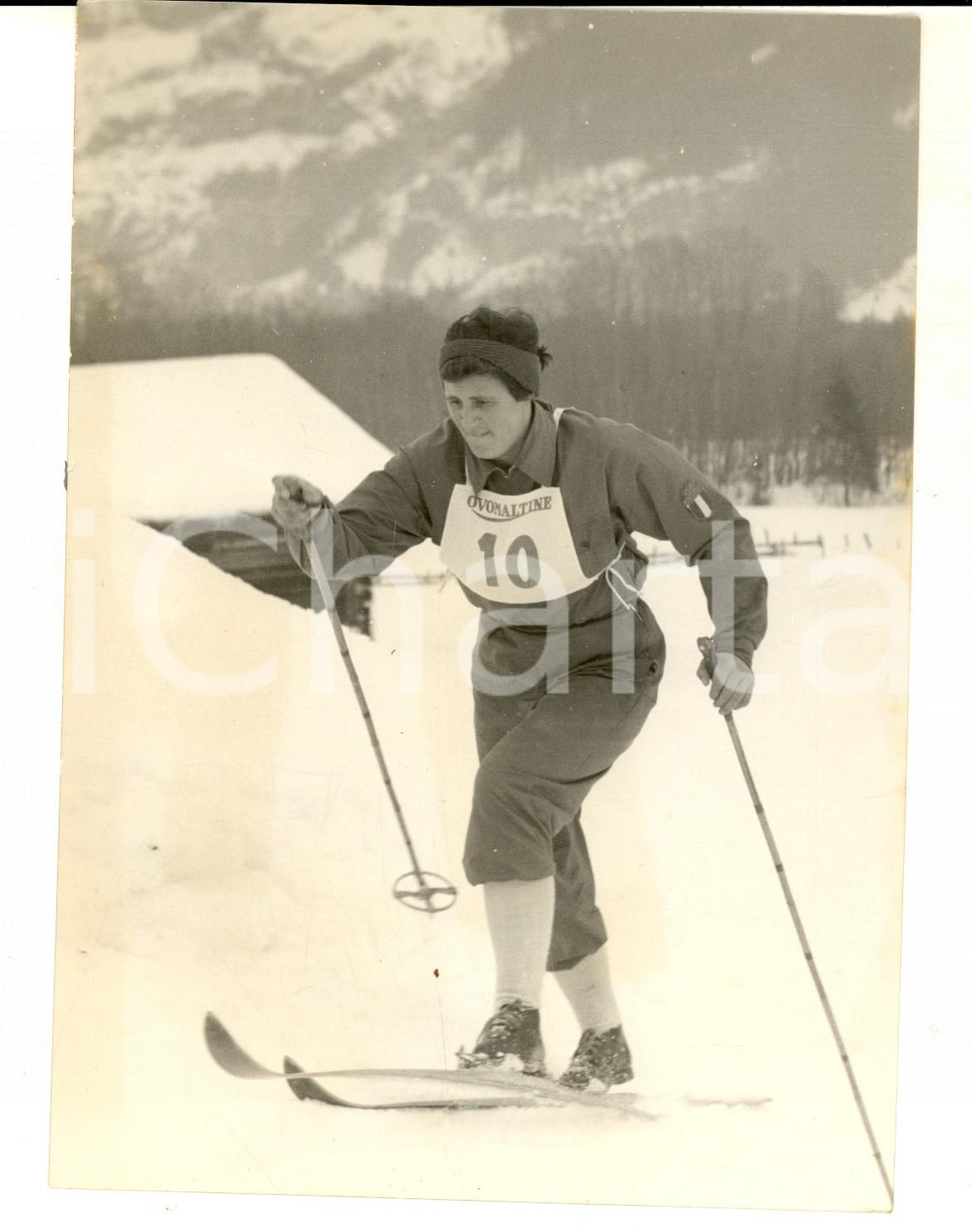 Fotografia d epoca originale 1956 GRINDEWALD CH SCI DI FONDO La campionessa italiana Fides ROMANIN Foto 1