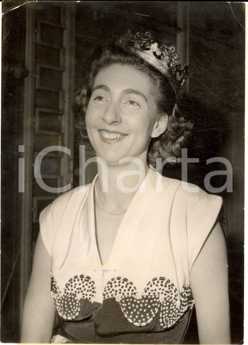 Fotografia d epoca originale 1954 PARIS Mlle BLUET DE CHAMPAGNE Ã©lue Perle du foyer de France Photo 1