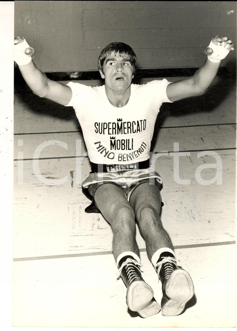 1967 NEW YORK BOXE Allenamento Nino BENVENUTI al VILLAGGIO ITALIA *Foto 18x24