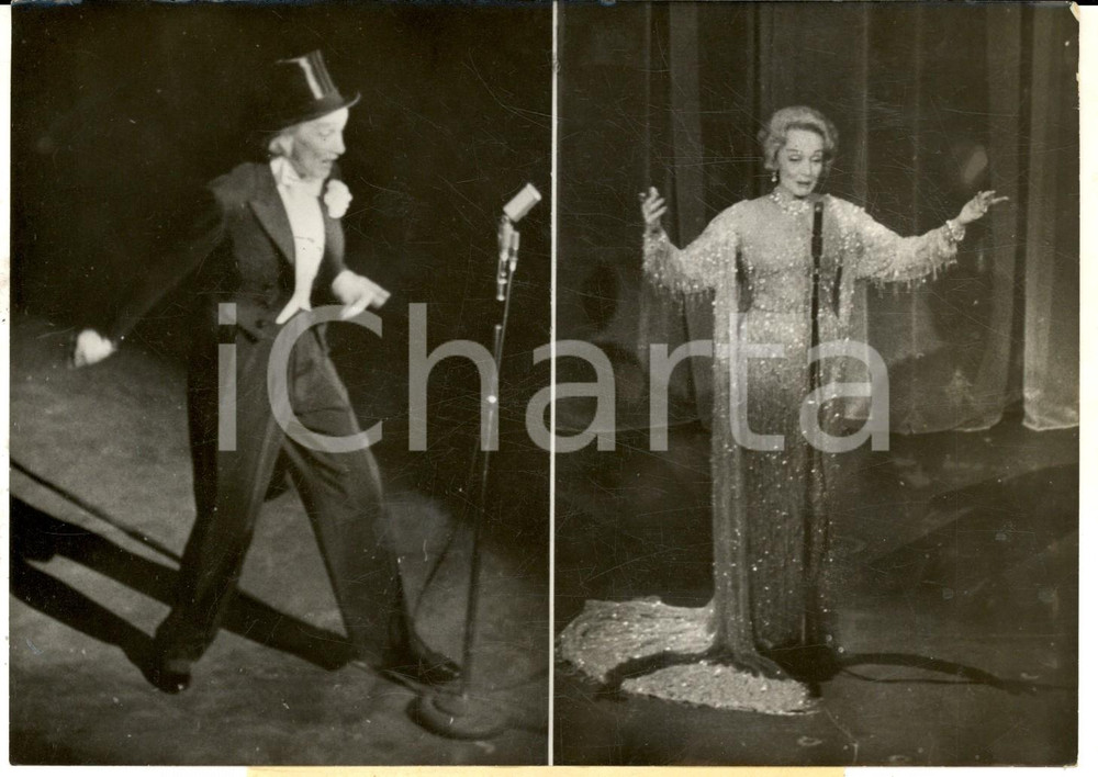Fotografia d epoca originale 1959 PARIS THEATRE DE L ETOILE Marlene DIETRICH canta nel suo nuovo gala Foto 1