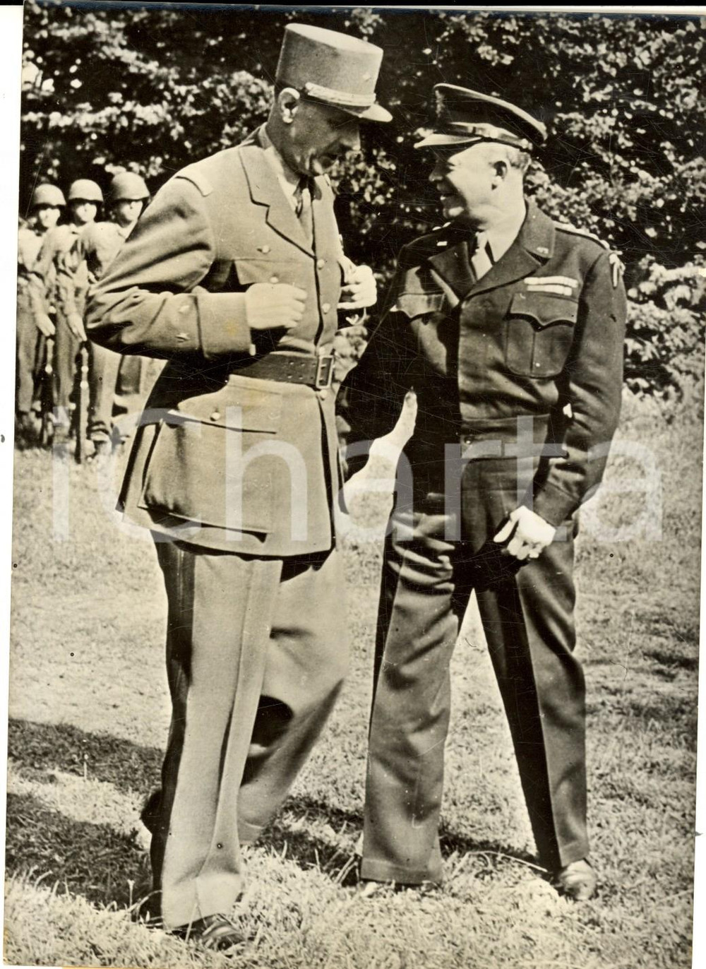 Fotografia d epoca originale 1945 1959 WW2 Dwight EISENHOWER e Charles DE GAULLE durante la guerra Foto 1