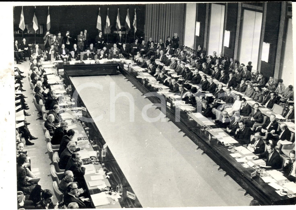 Fotografia d epoca originale 1973 BRUXELLES Apertura del Consiglio del MERCATO COMUNE EUROPEO Foto 18x13 1