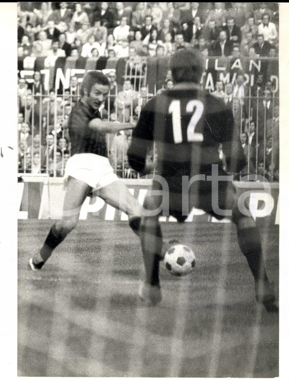 Fotografia d epoca originale 1972 CALCIO MILANATALANTA 93 Il 6Â° goal di Luciano CHIARUGI Foto 13x18 cm 1