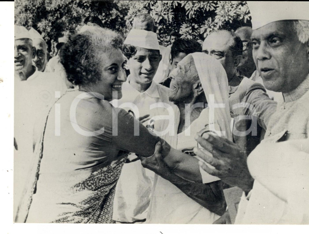 Fotografia d epoca originale 1972 NUOVA DELHI Indira GANDHI festeggia 25Â° anniversario indipendenza INDIA 1