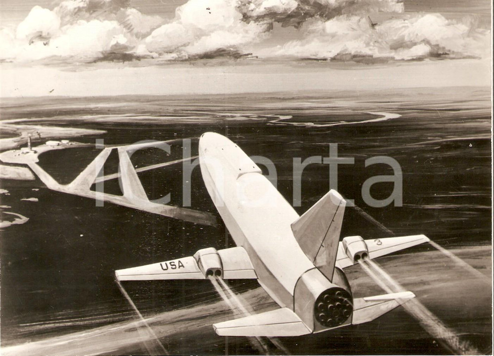 Fotografia d epoca originale 1970 CONQUISTA DELLO SPAZIO Thomas PAINE Shuttle flights ritorna su Terra FOTO 1