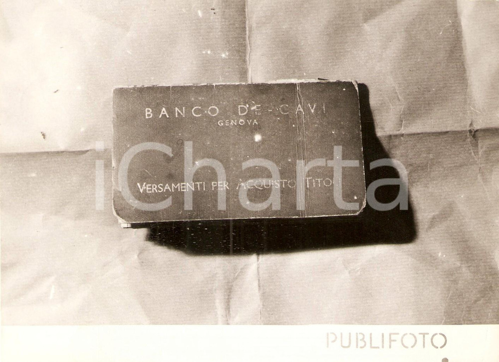 Fotografia d epoca originale 1965 GENOVA Fallimento BANCO DE CAVI Libretto Versamenti acquisto titoli FOTO 1