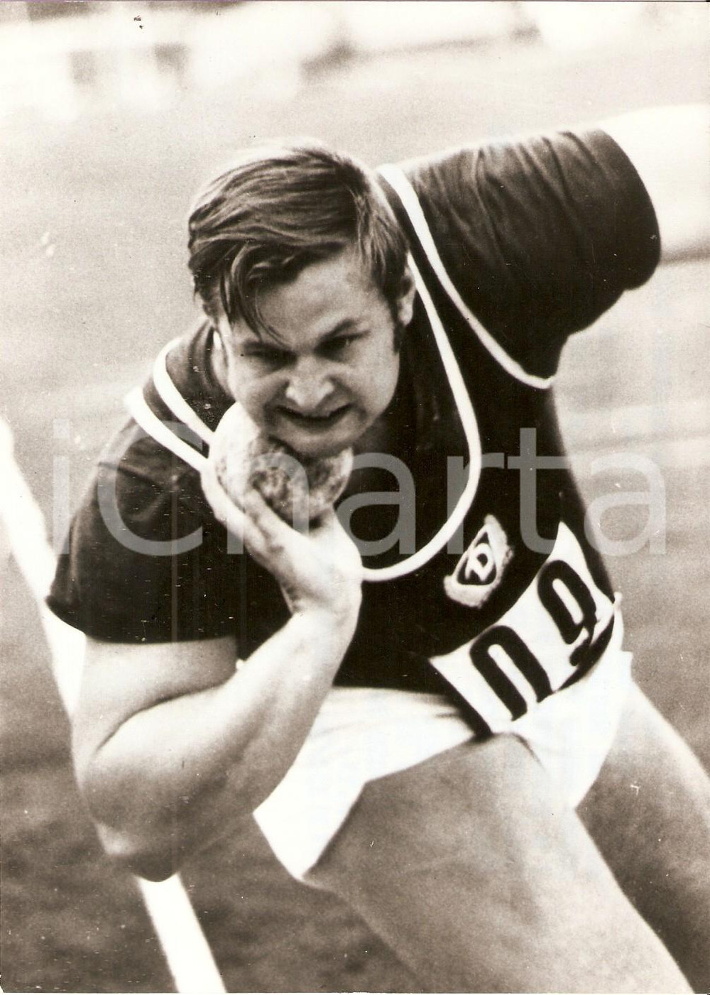 Fotografia d epoca originale 1972 MUNCHEN Hartmut BRIESENICK favorito alla XX OLIMPIADE Getto del peso Foto 1