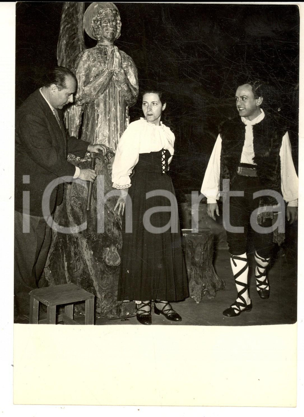 Fotografia d epoca originale 1954 NAPOLI Roberto ROSSELLINI prepara La figlia di Jorio con Mirto PICCHI 1