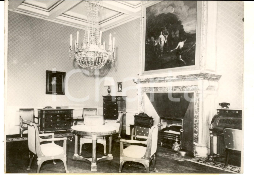 Fotografia d epoca originale 1955 AMSTERDAM Palazzo Reale  Una stanza a disposizione di RenÃ© COTY in visita 1