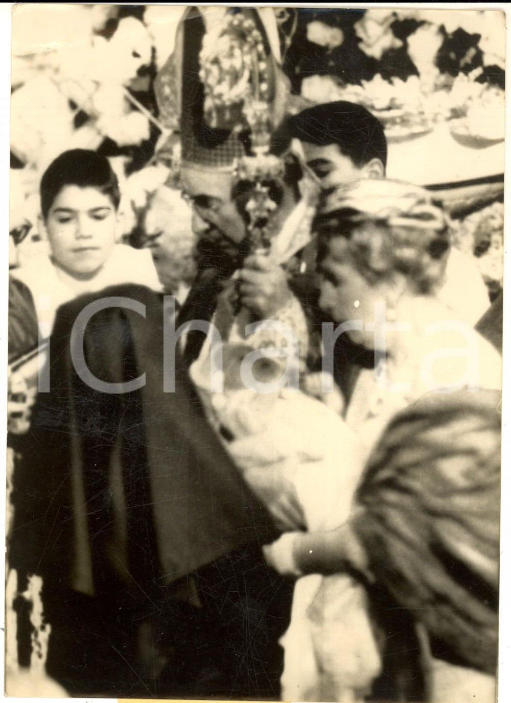 Fotografia d epoca originale 1958 MONTECARLO Battesimo principe Alberto con madrina Vittoria di Spagna Foto 1