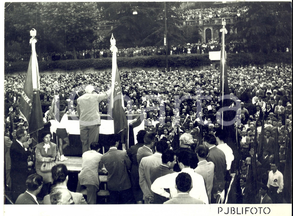 Fotografia d epoca originale 1960 ca ROMA Piazza del Popolo  Comizio del PARTITO SOCIALISTA Foto 24x18 cm 1