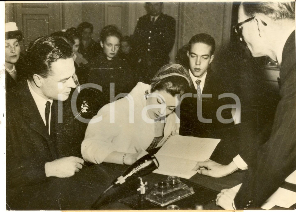 Fotografia d epoca originale 1957 LOUVECIENNES Mariage princesse HÃ©lÃ¨ne de France  Evrard de LIMBOURGSTIRUM 1