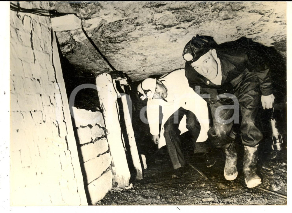 Fotografia d epoca originale 1963 SCOTLAND MINIERA DI BRORA Visita Duca di Edimburgo con direttore Jock HUME 1