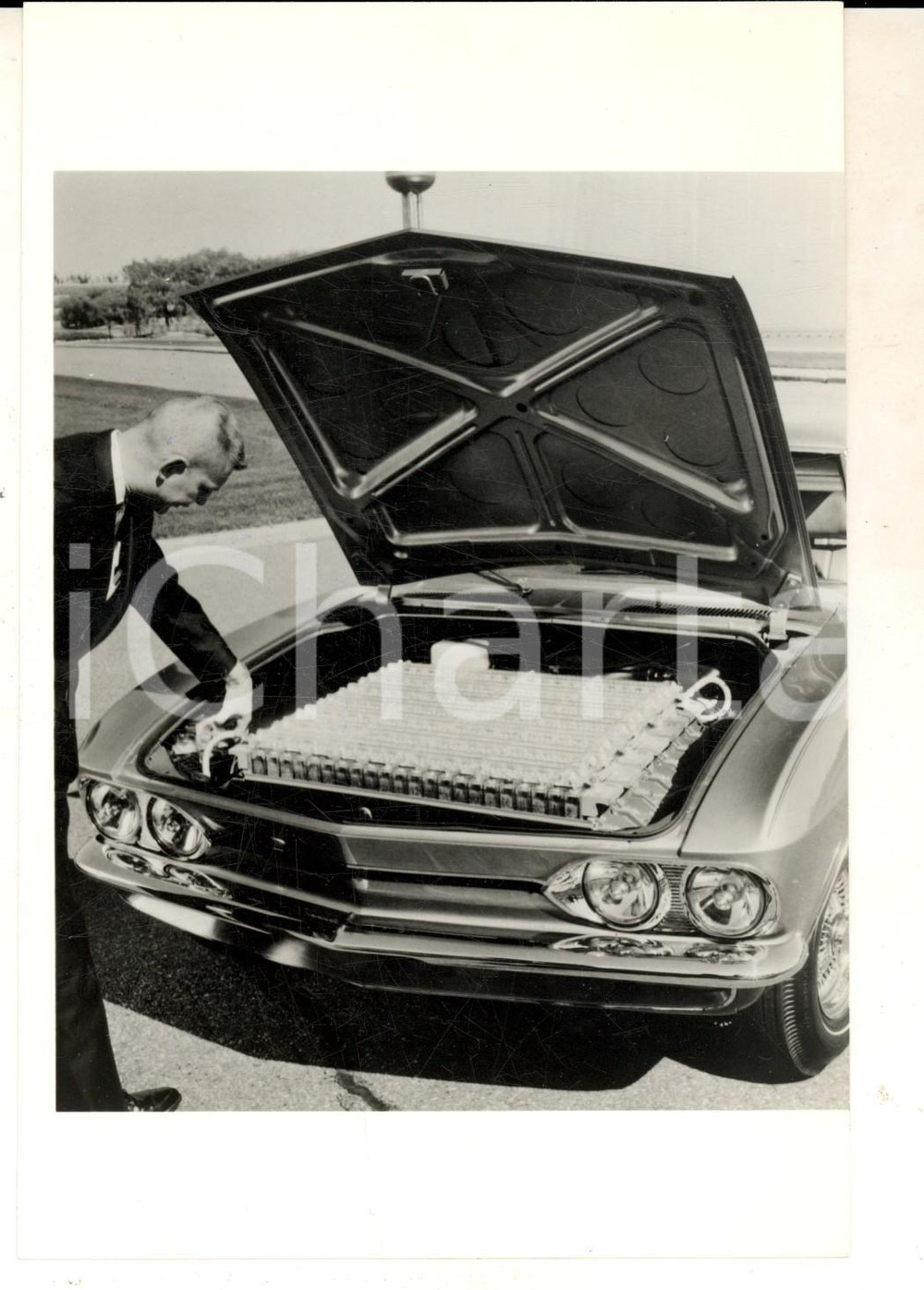 Fotografia d epoca originale 1966 USA Presentazione nuova ELECTROVAIR II automobile antismog Foto 13x18 1