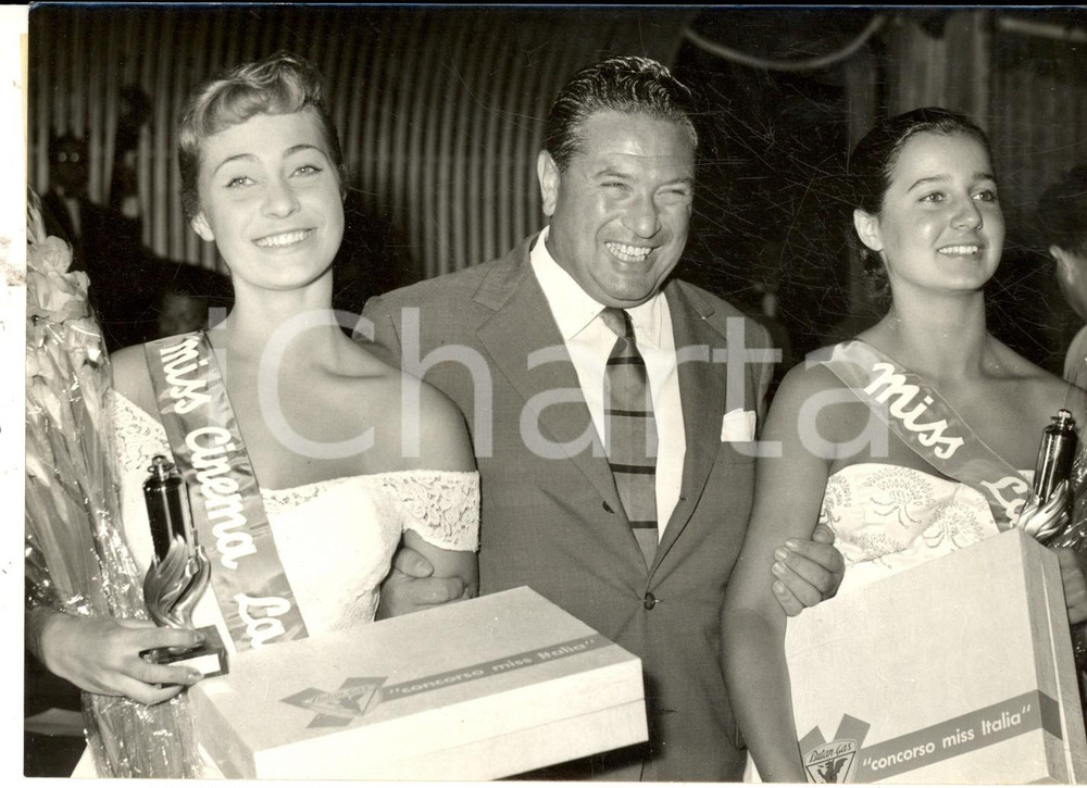 Fotografia d epoca originale 1956 ROMA Miss Cinema Tina DI PIETRO e Miss Lazio Valeria FAVE Foto 18x13 1