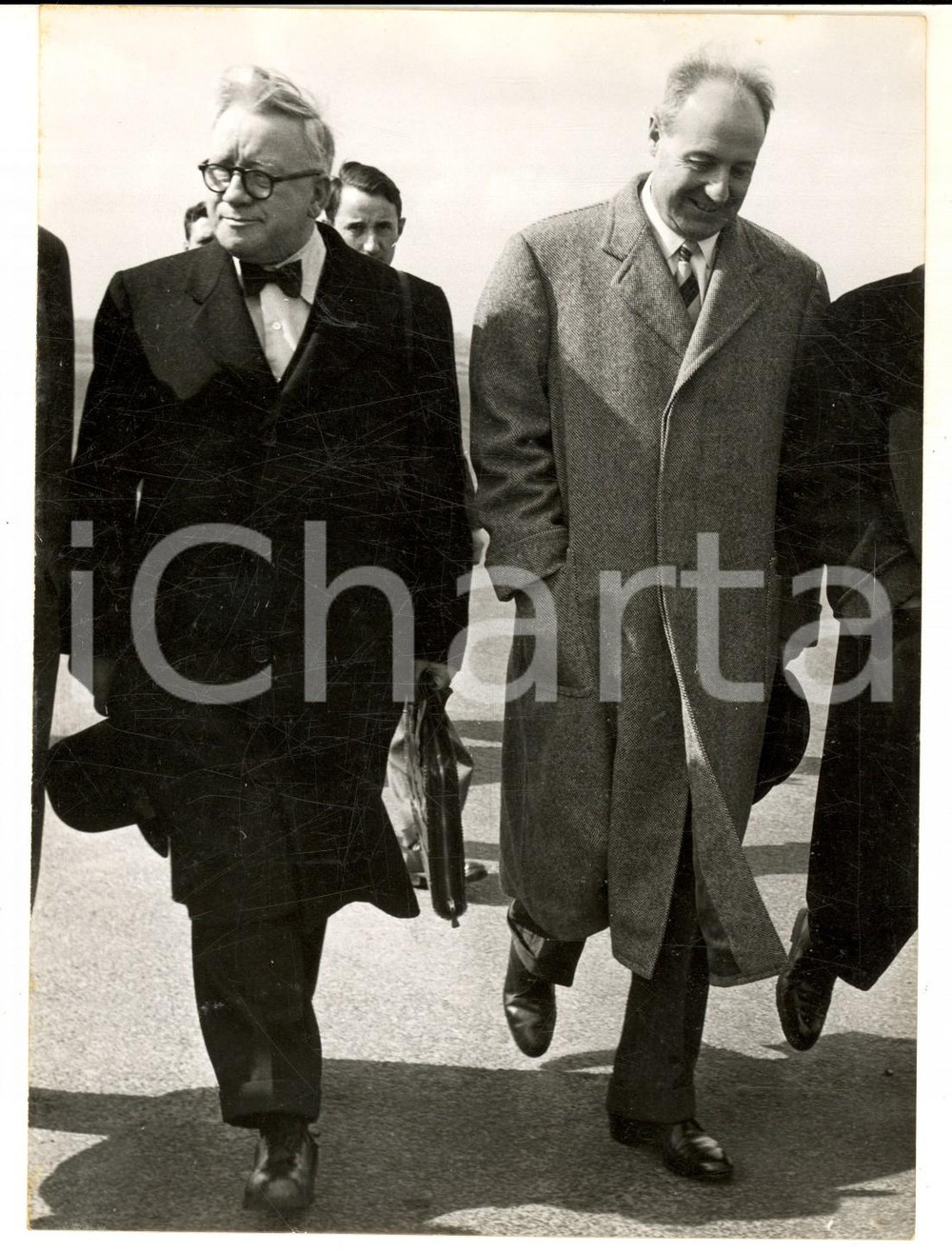 Fotografia d epoca originale 1955 ROMA CIAMPINO Arrivo di Herbert MORRISON per un ciclo di conferenze Foto 1