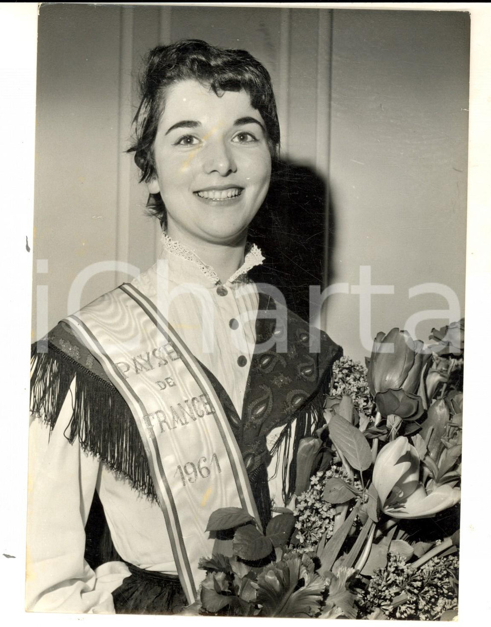 Fotografia d epoca originale 1961 PARIS Landaise AndrÃ©e LABORDE Ã©lue PAYSE DE FRANCE Photo 14x18 cm 1