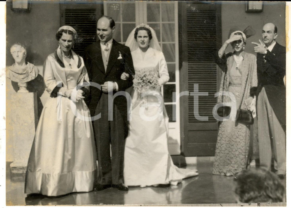 Fotografia d epoca originale 1955 CASCAIS Nozze Maria Pia di SAVOIA Alessandro di JUGOSLAVIA  Famiglia reale 1