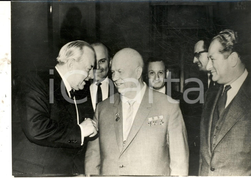 Fotografia d epoca originale 1962 MOSCA Nikita KRUSCEV con il presidente austriaco Alfons GORBACH Foto 1
