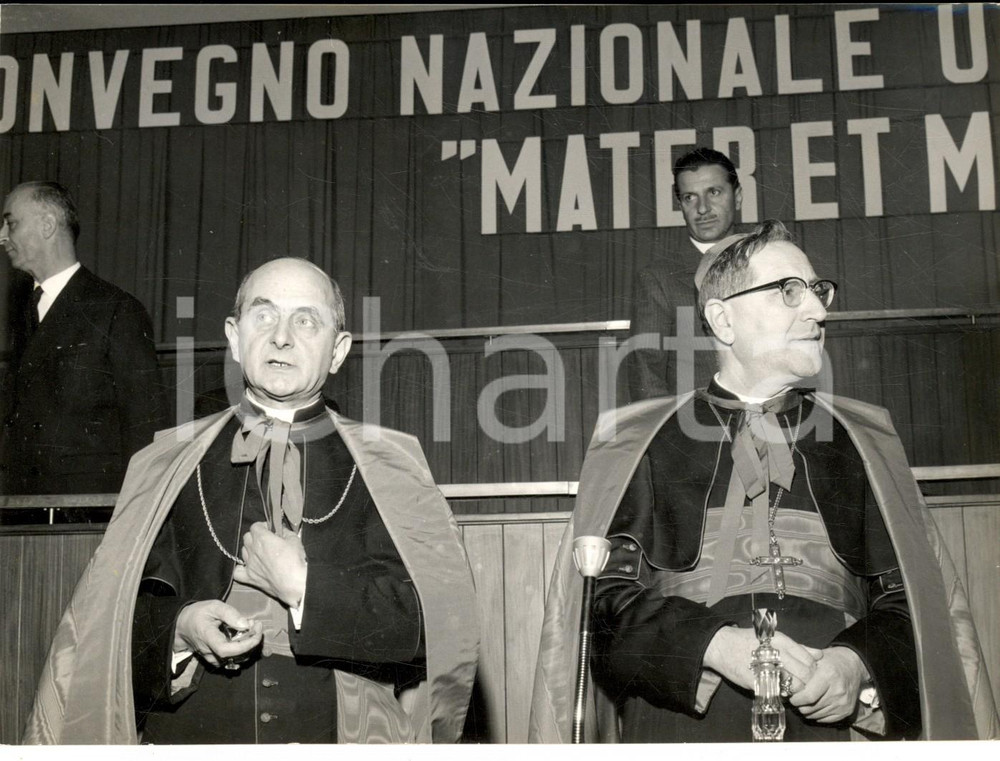 Fotografia d epoca originale 1961 MILANO Mons. Giovanni Battista MONTINI al convegno UCID Mater et Magistra 1