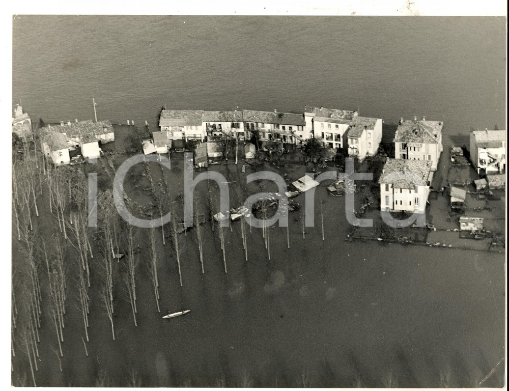 Fotografia d epoca originale 1968 PAVIA ALLUVIONE  Veduta aerea dei campi allagati dal Ticino Foto 24x18 1