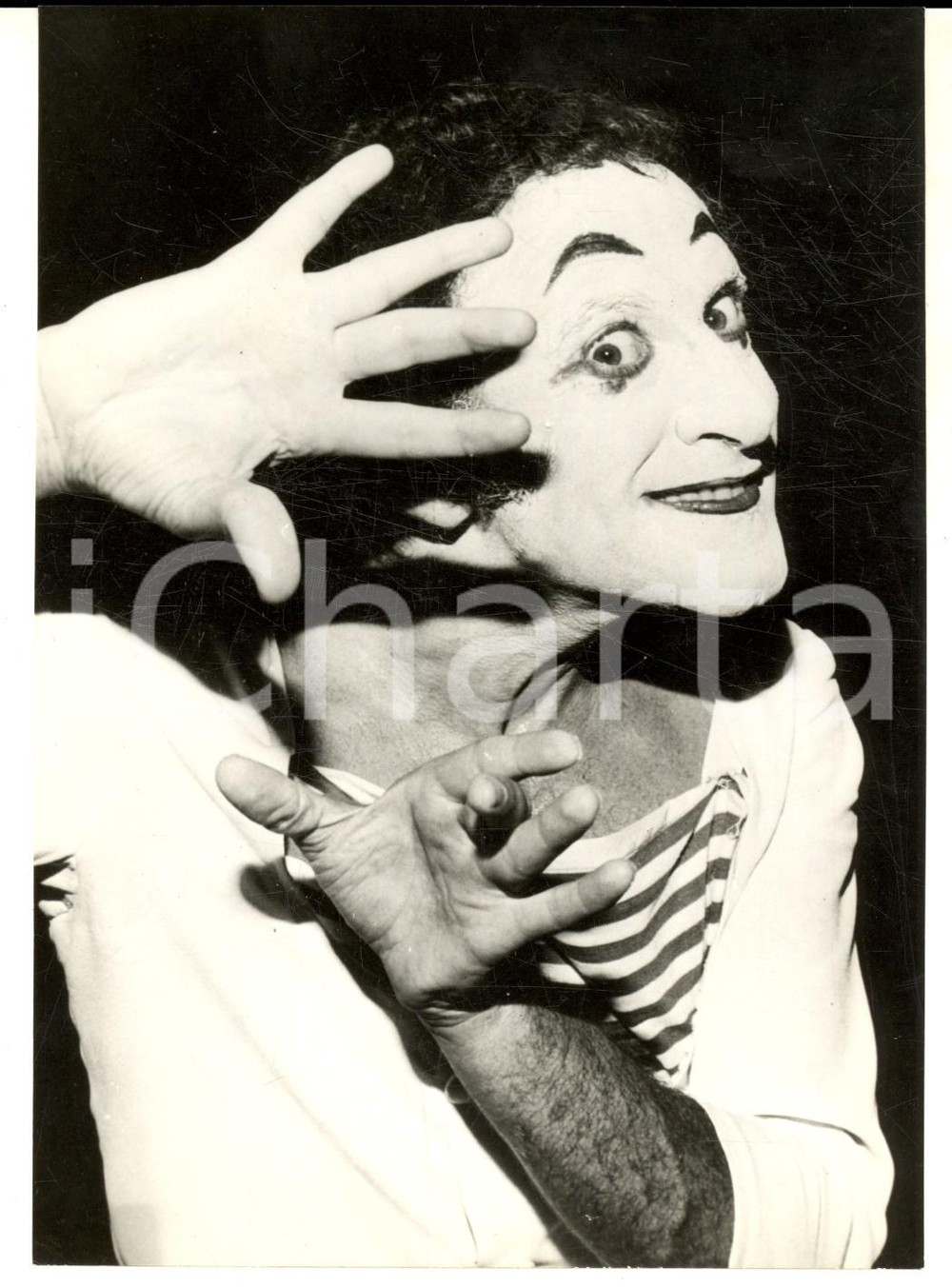 Fotografia d epoca originale 1967 PARIS Ritratto del mimo francese Marcel MARCEAU Foto 13x18 cm 1