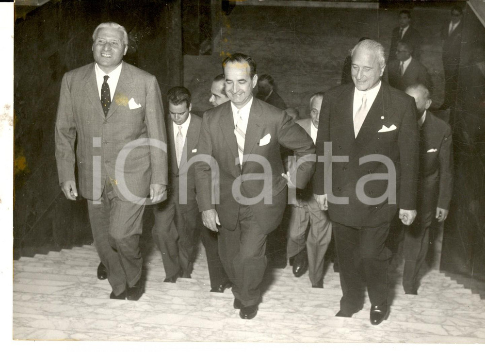 Fotografia d epoca originale 1956 ROMA On. Paolo ROSSI con il presidente del COSTARICA JosÃ© FIGUERES FERRER 1