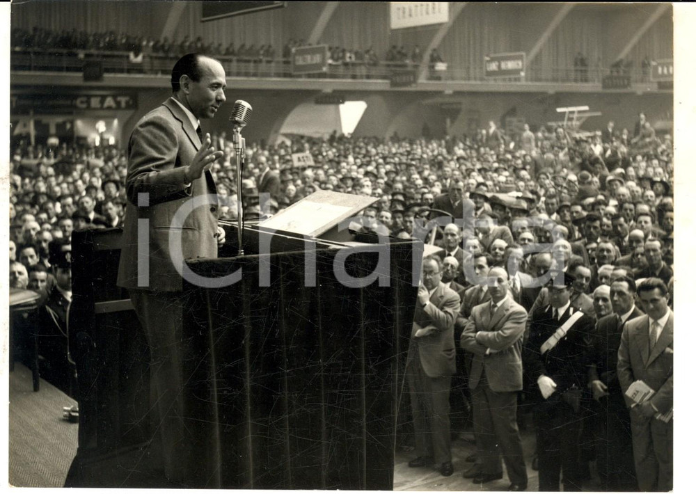 Fotografia d epoca originale 1958 TORINO Discorso di Paolo BONOMI a un assemblea della COLDIRETTI Foto 1