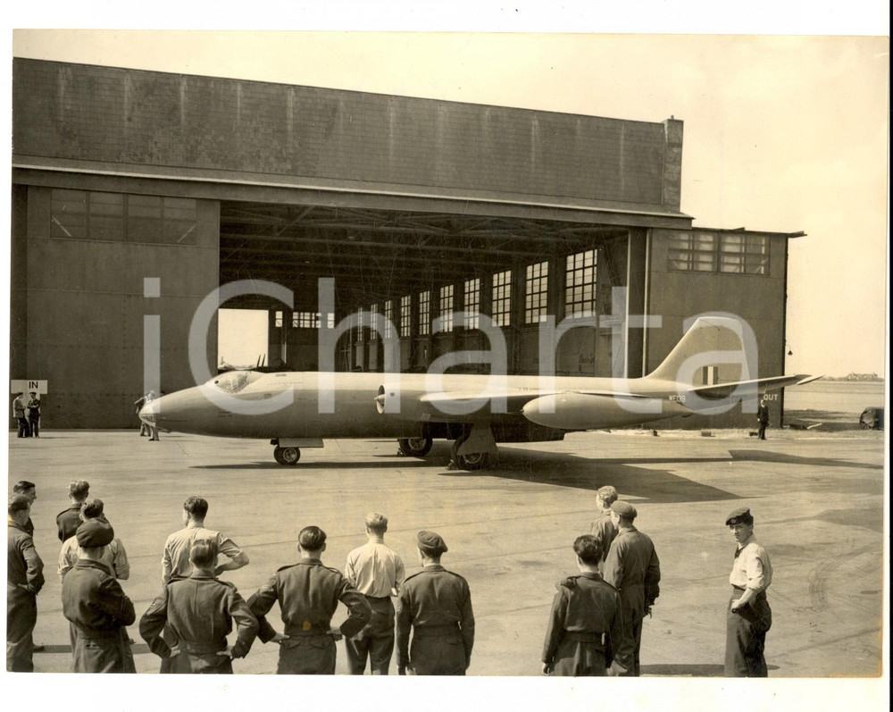 Fotografia d epoca originale 1953 WYTON ROYAL AIR FORCE Station  A Canberra jet bomber Photo 20x15 cm 1