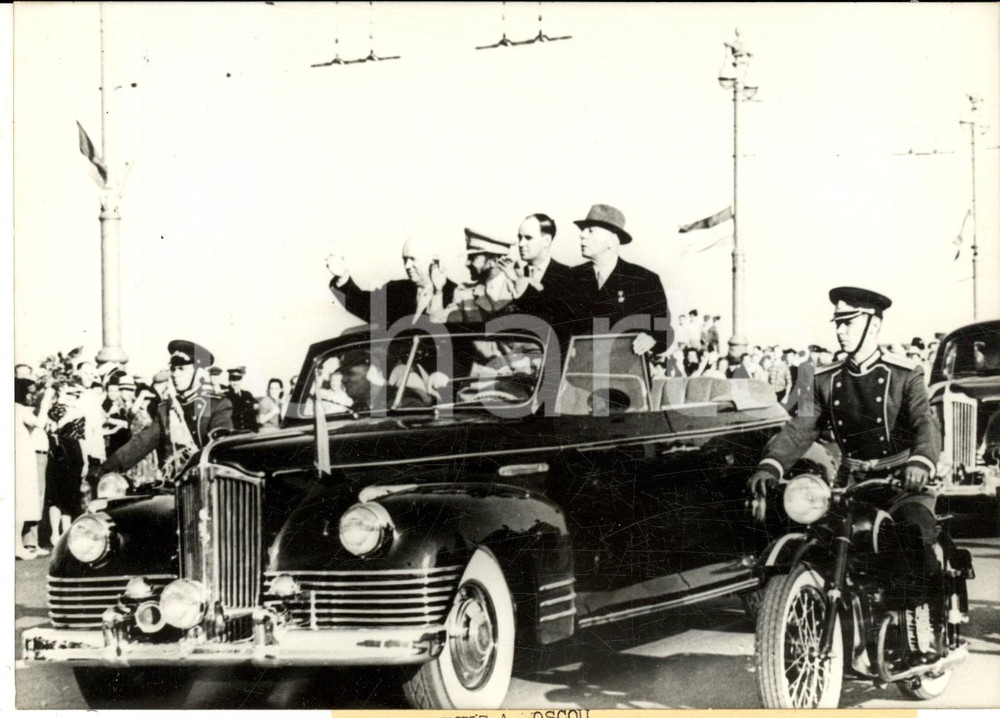Fotografia d epoca originale 1959 MOSCA HailÃ© SELASSIE  in visita accompagnato da Nikita KRUSCEV Foto 1