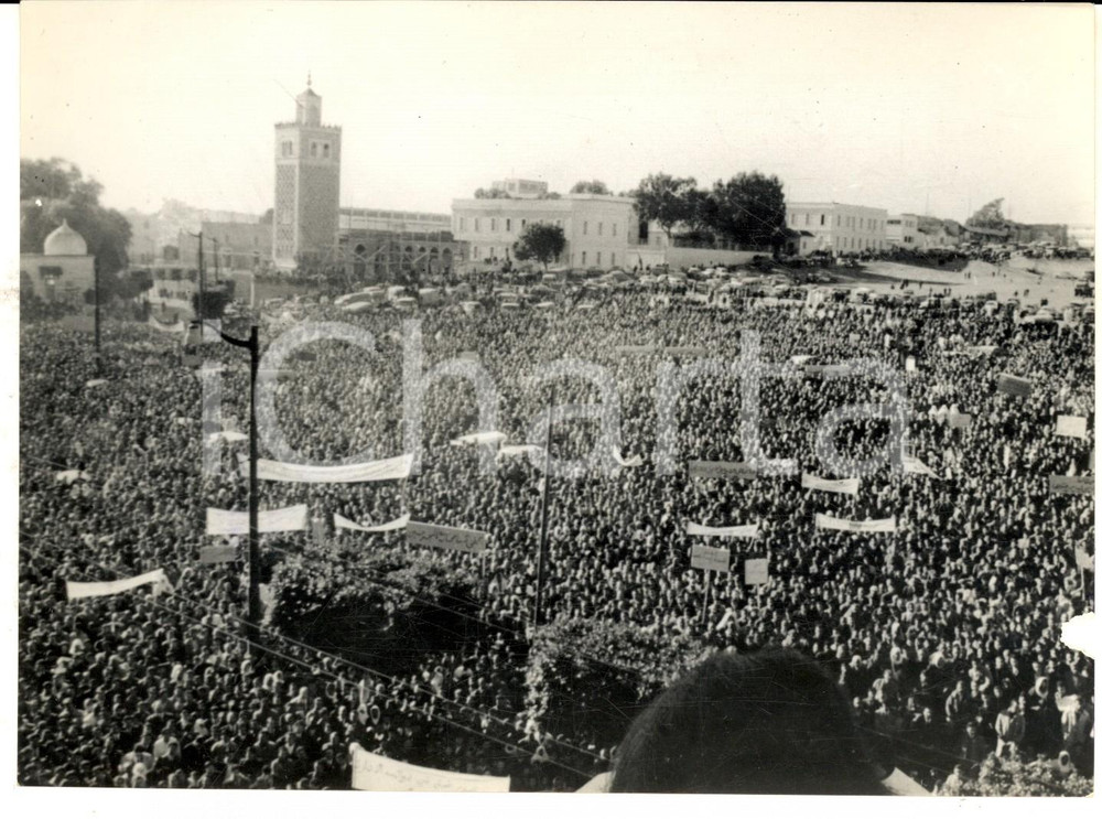 Fotografia d epoca originale 1963 TUNISI Folla pro presidente BOURGHIBA dopo l attentato Foto DANNEGGIATA 1