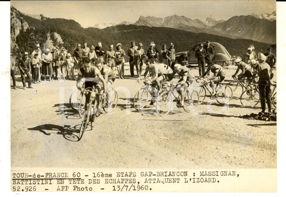 Fotografia d epoca originale 1960 TOUR DE FRANCE GAPBRIANCON Imerio MASSIGNAN e Graziano BATTISTINI in testa 1
