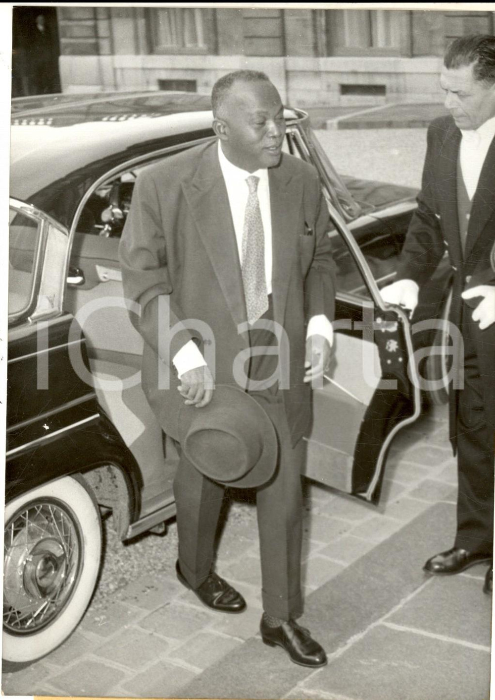 Fotografia d epoca originale 1959 PARIS Arrivo all Eliseo di Philibert TSIRANANA presidente del Madagascar 1