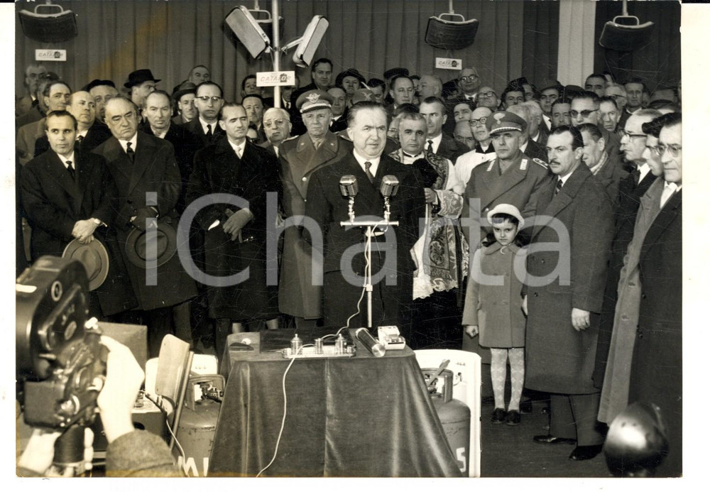 Fotografia d epoca originale 1959 CHIVASSO Ministro PELLA alla posa della prima pietra stabilimento LANCIA 1