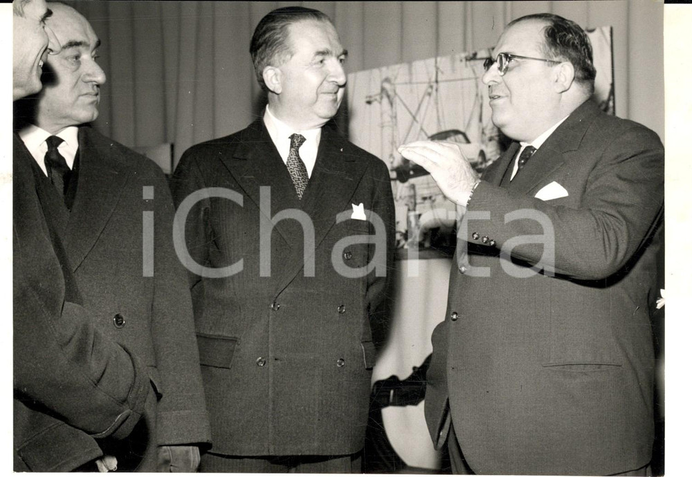 Fotografia d epoca originale 1959 CHIVASSO Giuseppe PELLA alla cerimonia per il nuovo stabilimento LANCIA 1