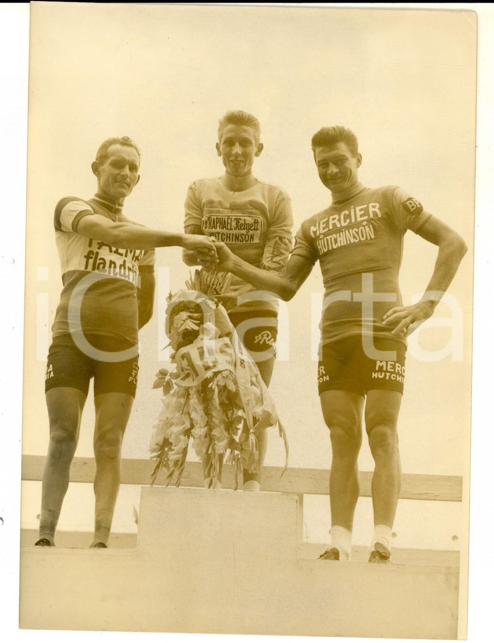 1962 Podio TOUR DE FRANCE Jacques ANQUETIL Raymond POULIDOR Joseph PLANKAERT