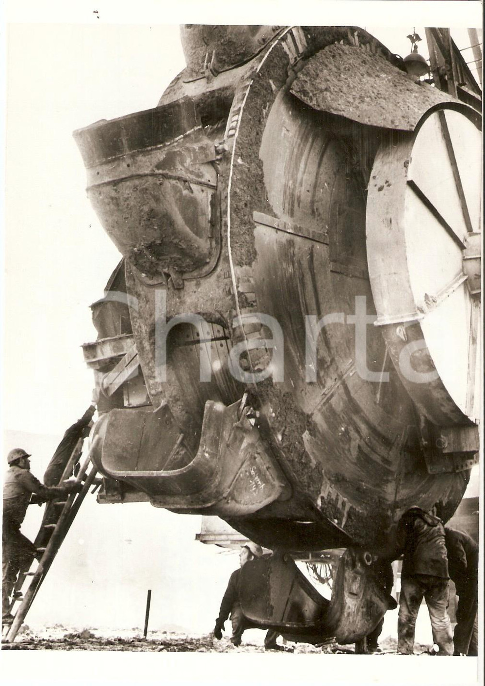 Fotografia d epoca originale 1972 LEIPZIG Gigantesca scavatrice estrae lignite Foto 18x13 cm 1