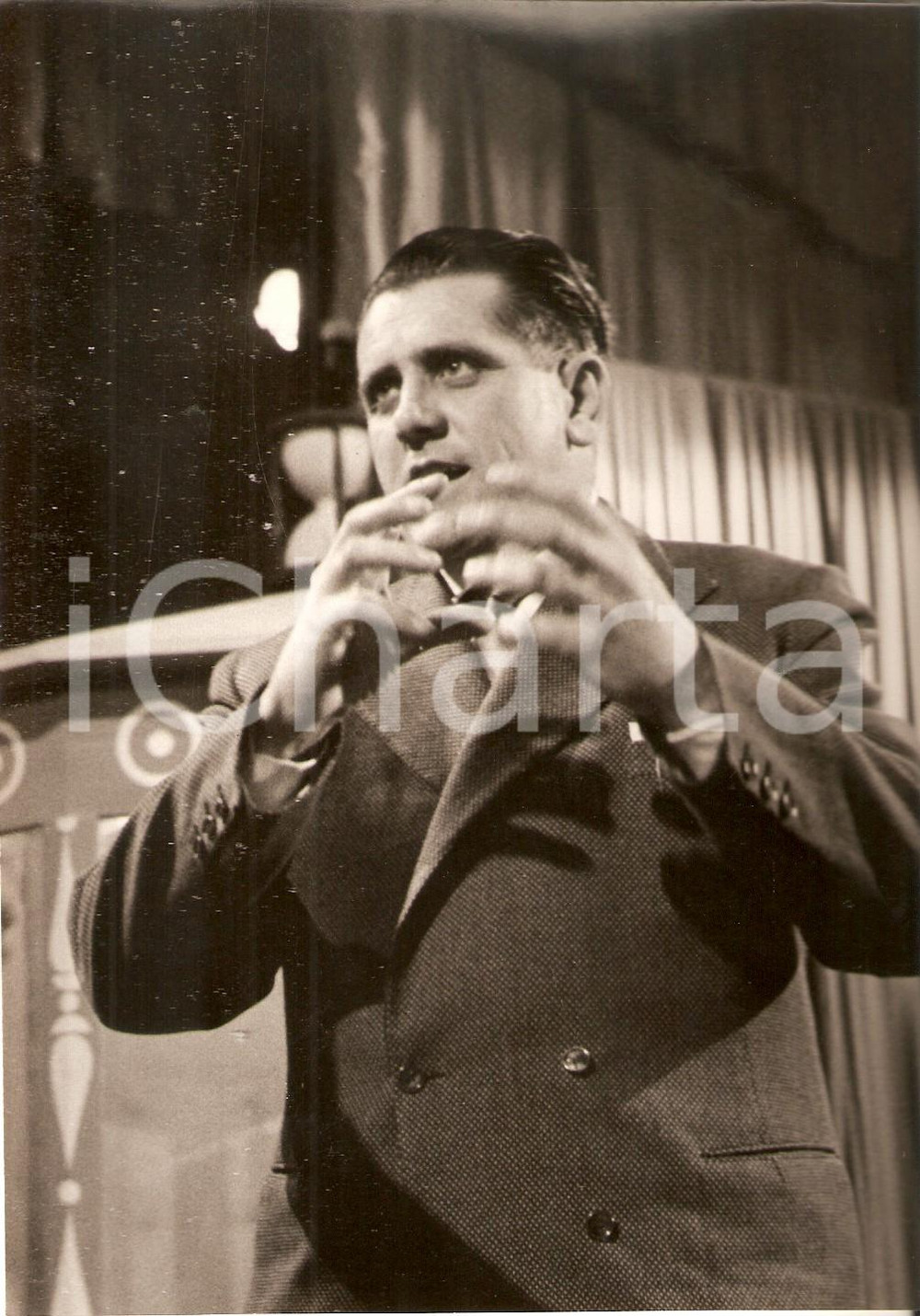 Fotografia d epoca originale 1956 LASCIA O RADDOPPIA Concorrente Gino LENA Foto 18x13 cm 1