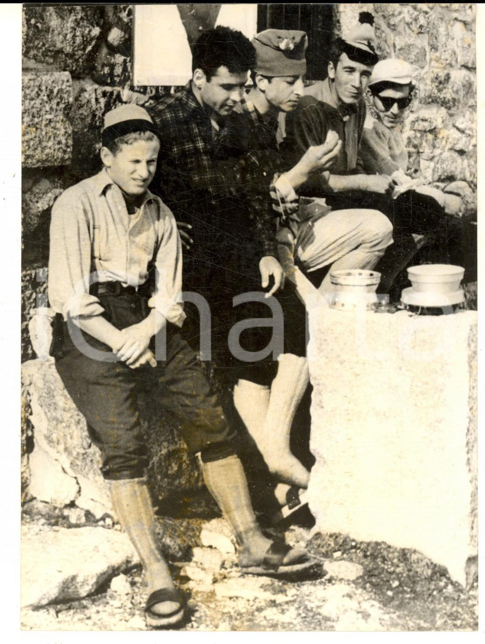 Fotografia d epoca originale 1959 SAN MARTINO DI VALMASINO I quattro alpinisti prima della tragica scalata 1
