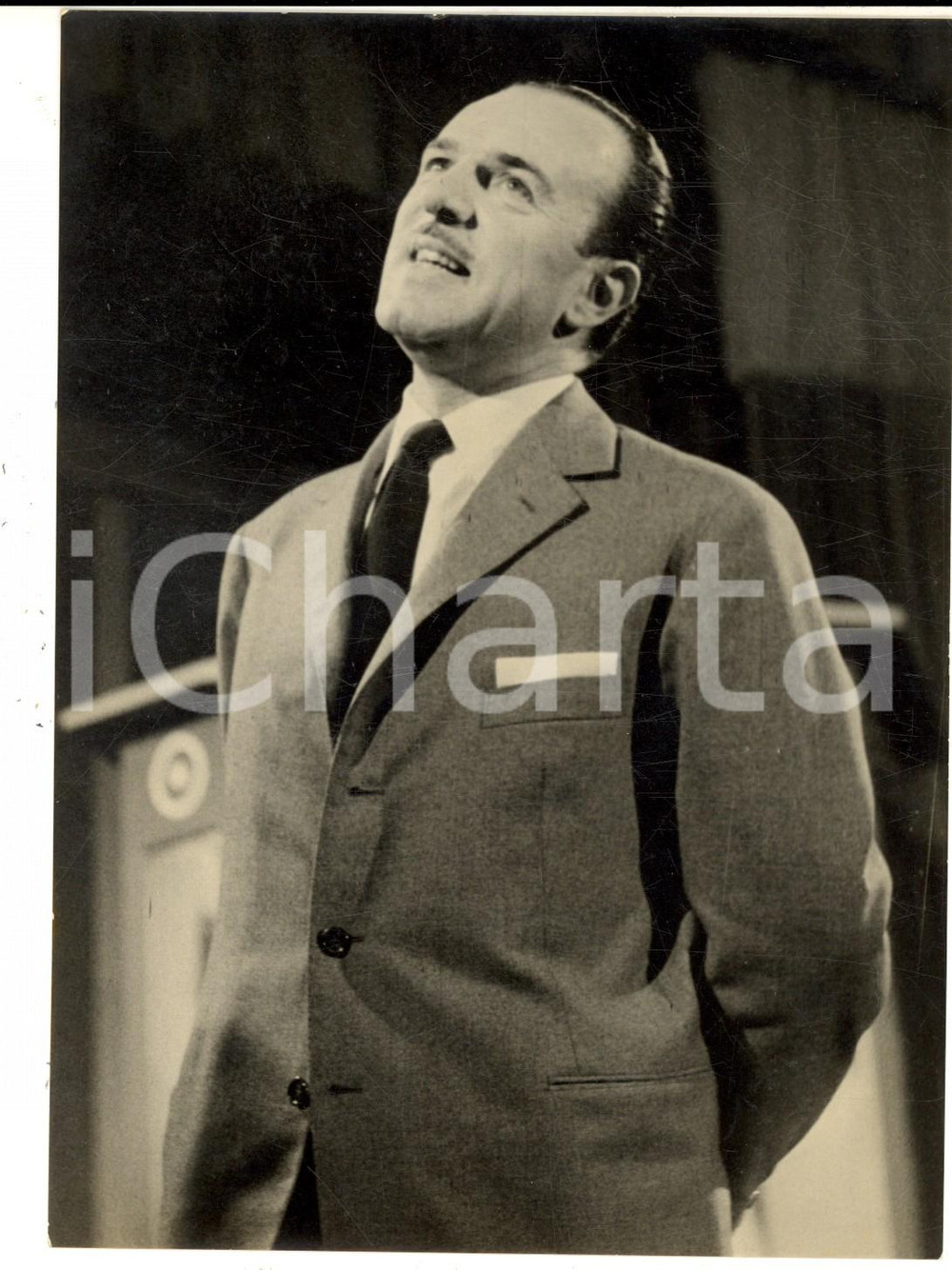 Fotografia d epoca originale 1956 LASCIA O RADDOPPIA Ritratto del concorrente Guido RUGGERO Foto 13x18 cm 1