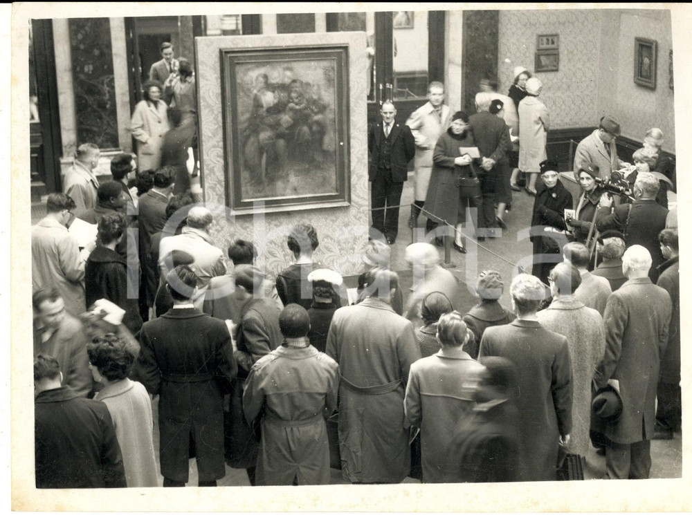 Fotografia d epoca originale 1962 LONDON NATIONAL GALLERY Mostra bozzetto LEONARDO Sant Anna con la Vergine 1