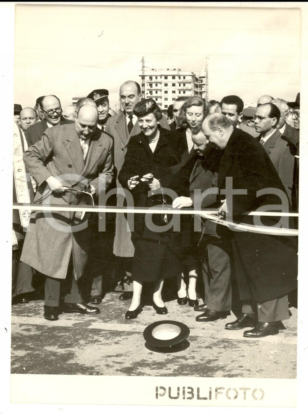 Fotografia d epoca originale 1955 ROMA Inaugurazione ponte GUGLIELMO MARCONI Elettra MARCONI Giuseppe ROMITA 1