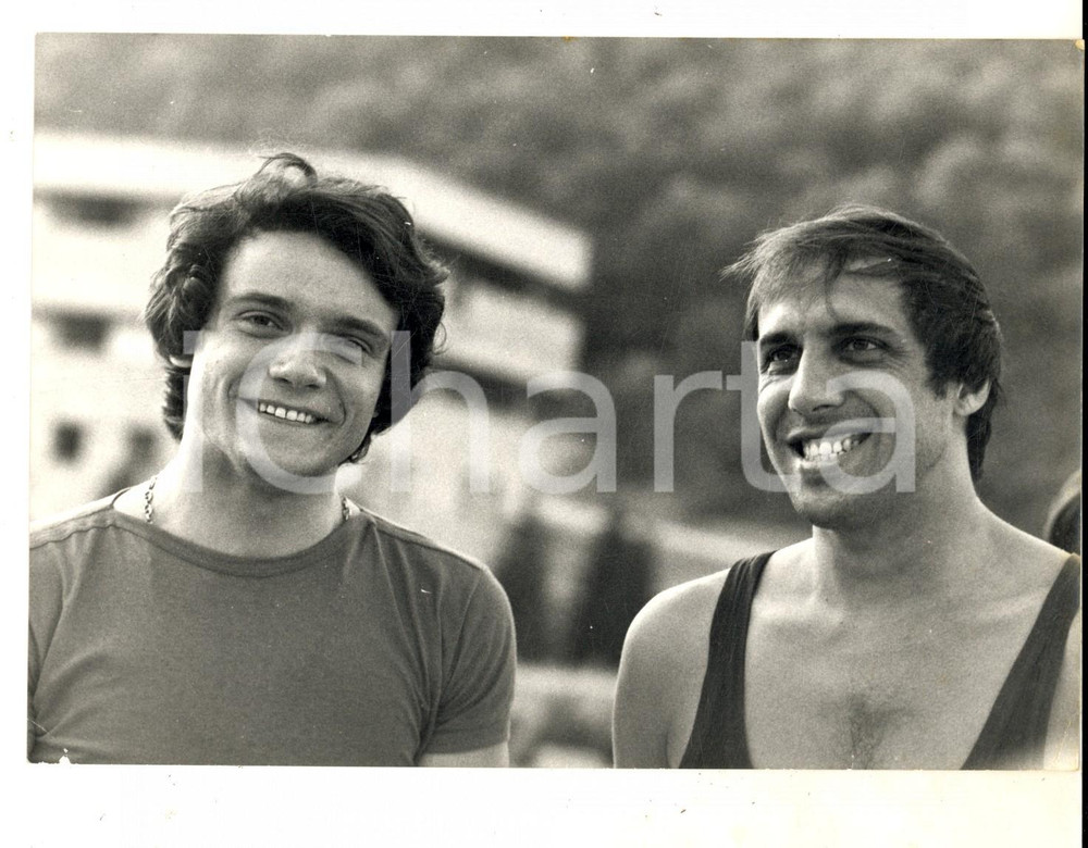 Fotografia d epoca originale 1970 CANTAGIRO PUGNOCHIUSO FG Massimo RANIERI e Adriano CELENTANO Foto 1