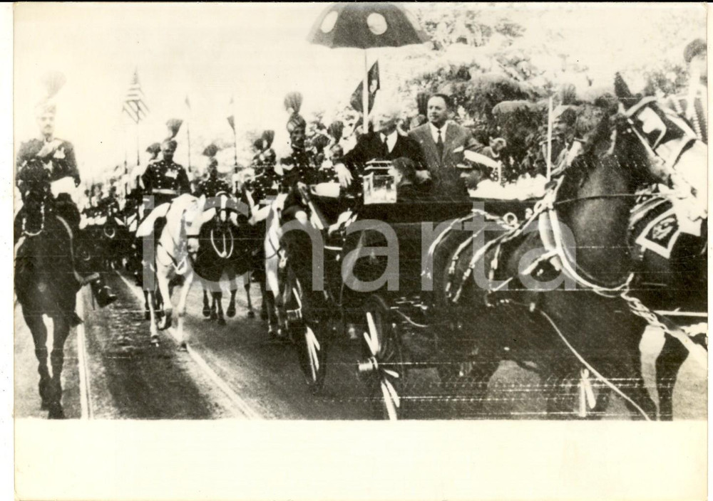 Fotografia d epoca originale 1959 KARACHI PAKISTAN Dwight EISENHOWER in calesse con Ayyub KHAN Foto 1