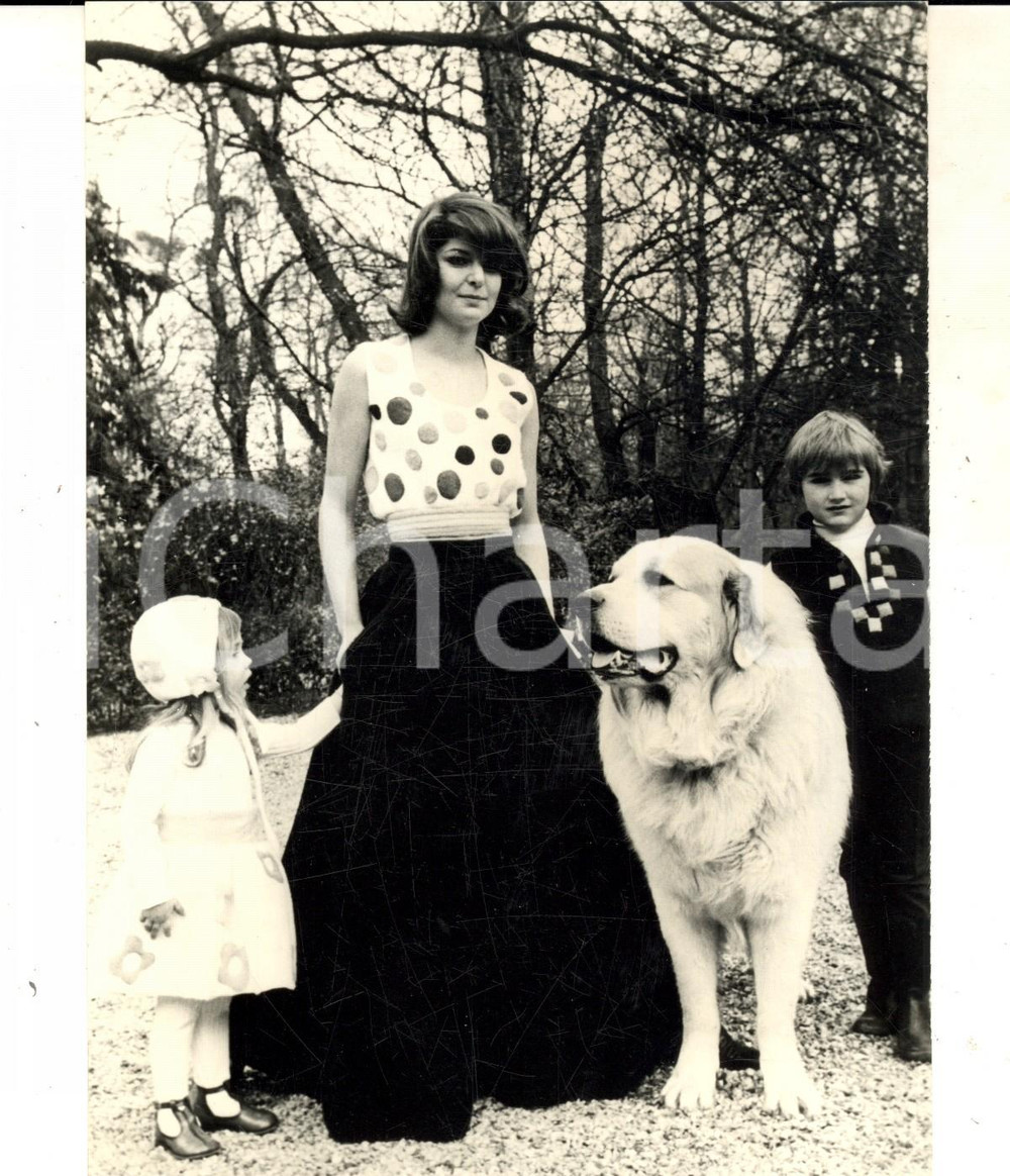 Fotografia d epoca originale 1970 MILANO MODA Modella indossa completo da sera in tessuto dei Pirenei Foto 1