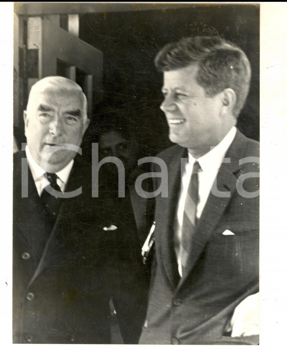 Fotografia d epoca originale 1962 WASHINGTON John KENNEDY riceve il premier australiano Robert MENZIES Foto 1