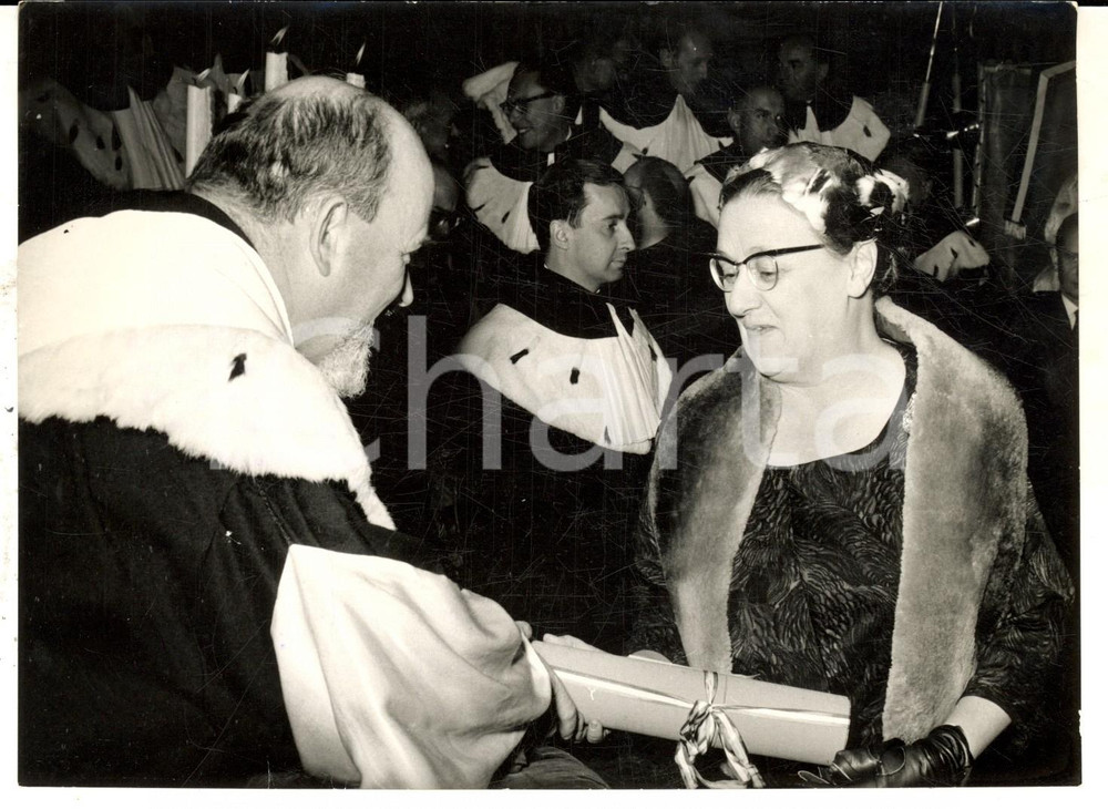 Fotografia d epoca originale 1958 MILANO Padre Agostino GEMELLI conferisce laurea honoris causa Foto 1