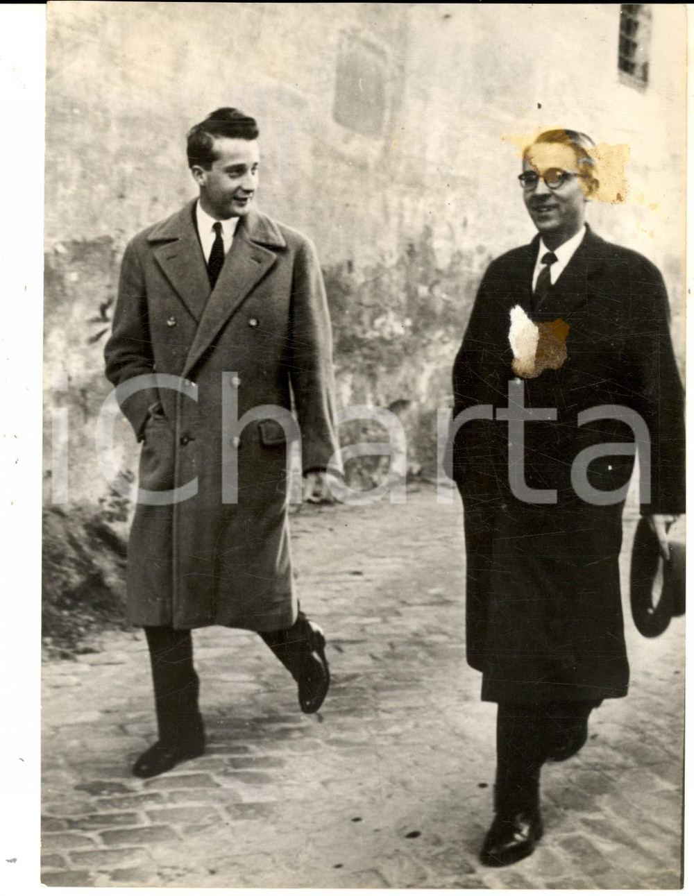 Fotografia d epoca originale 1959 ROMA Principe Alberto del Belgio con aiutante di campo Foto DANNEGGIATA 1