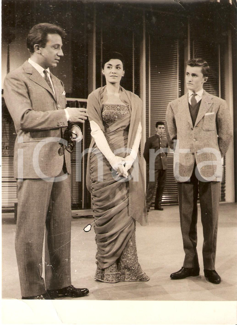 Fotografia d epoca originale 1956 LASCIA O RADDOPPIA Mike BONGIORNO Colette DUVAL Sandro VICENTINI Foto 13x18 1